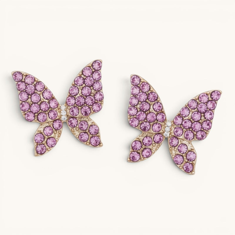 Pink Butterfly Stud Earrings