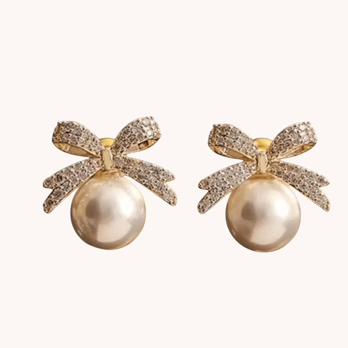 TITLIYA rose gold pearl bow earrings with sparkling crystal accents, perfect for elegant daily wear or gifting.