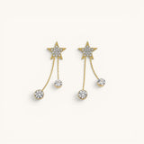 TITLIYA gold-tone star drop earrings with sparkling crystal accents, perfect for daily wear or elegant gifting.