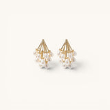 TITLIYA Korean-style gold-tone cluster earrings featuring multiple white water drop pearls for elegant daily wear.