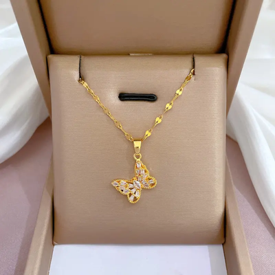 Unique Artificial Gold Plated Butterfly Necklace