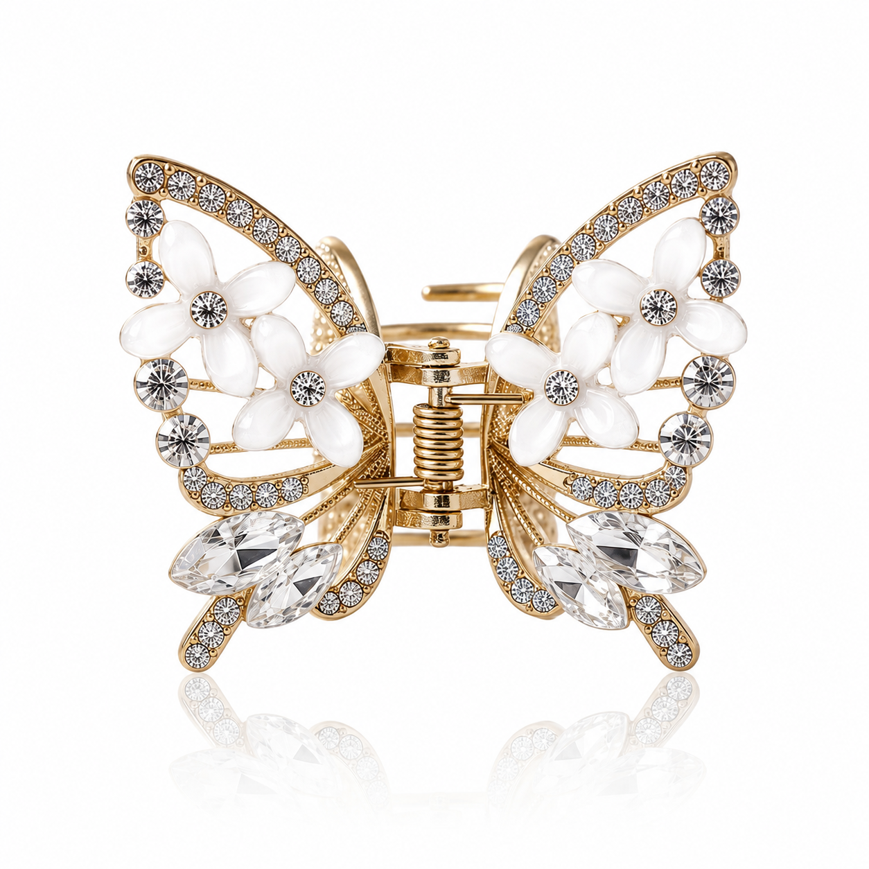 TITLIYA Korean White Butterfly Claw Hair Clip – Anti-Tarnish Floral Design