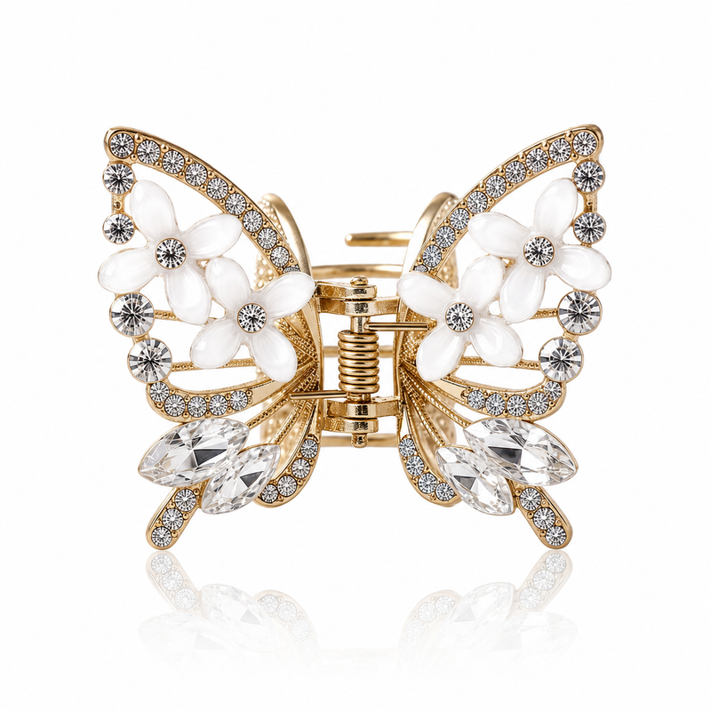 TITLIYA Korean White Butterfly Claw Hair Clip – Anti-Tarnish Floral Design