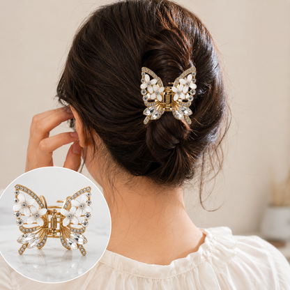 TITLIYA Korean White Butterfly Claw Hair Clip – Anti-Tarnish Floral Design